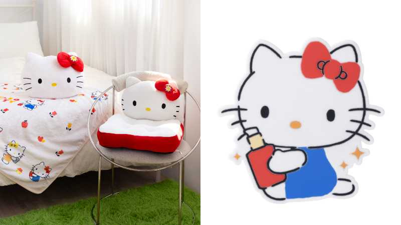 4/15-5/20官網限定，凡購買【全能乳/輕盈乳任選4入組】，即贈 Hello Kitty愛的抱抱毛毯抱枕組。京城之霜全館 滿1,800元贈 Hello Kitty QQ軟萌杯墊、滿3,800元贈 Hello Kitty棉花糖坐墊。（圖／品牌提供）