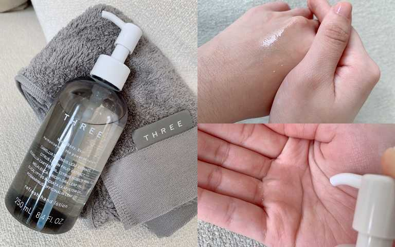 THREE植萃防護乾洗手 250ml／1,600元  添加有可維持肌膚澄淨的複方精油，飄散著沉穩自然的香氣並能預防肌膚乾燥。(圖／吳雅鈴攝)