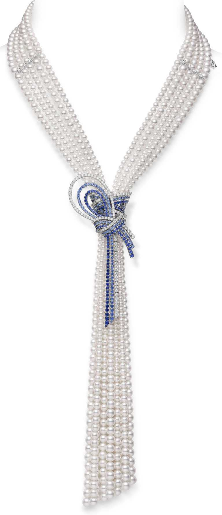 MIKIMOTO「The Japanese Sense of Beauty」頂級珠寶系列，「繩結」造型項鍊╱4,940,000元。（圖╱MIKIMOTO提供）