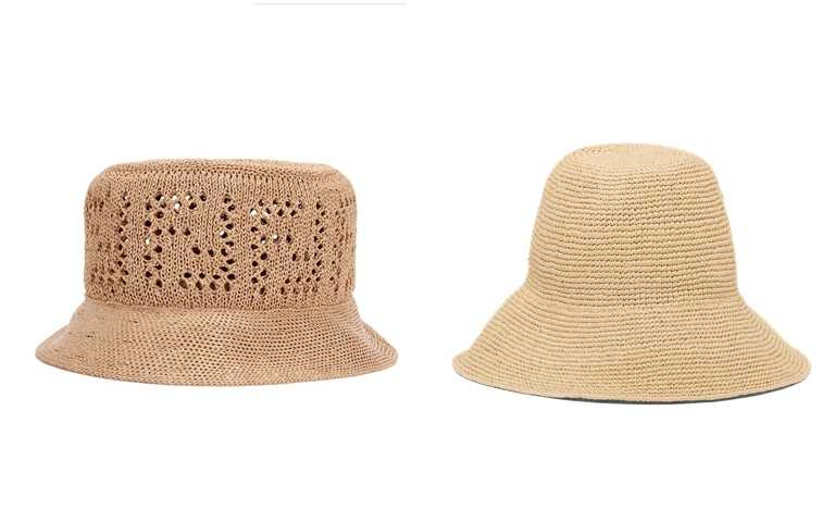 喜歡自然感編織素材的人>FENDI Summer Capsule系列FF LOGO草帽／22,500元、PRADA三角標誌拉菲亞草遮陽帽／28,500元（圖／品牌提供）