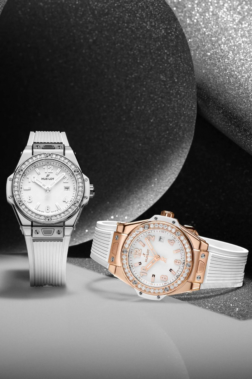 BIG BANG One Click 精鋼鑽錶（左）／39毫米488,000元、33毫米422,000元；BIG BANG One Click皇金鑽錶（右）／39毫米913,000元、33毫米782,000元（圖／品牌提供）