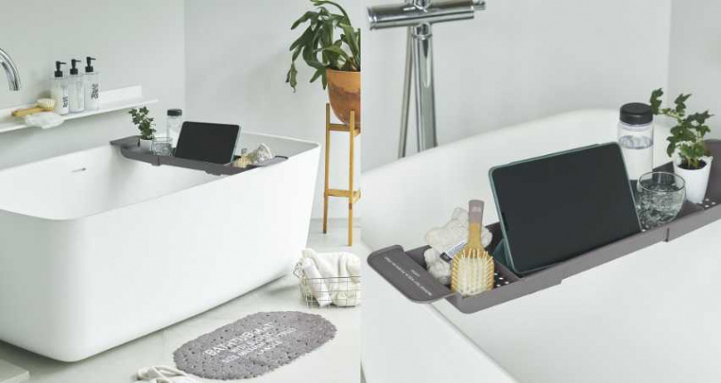 LAKOLE 可調整式浴缸用長形托盤／490元（圖／取自 lakole_taiwan IG）