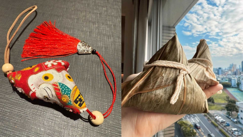 在台體驗端午節,頌樂首次嘗試粽子並且縫製香包。(圖/取自頌樂IG、微博)