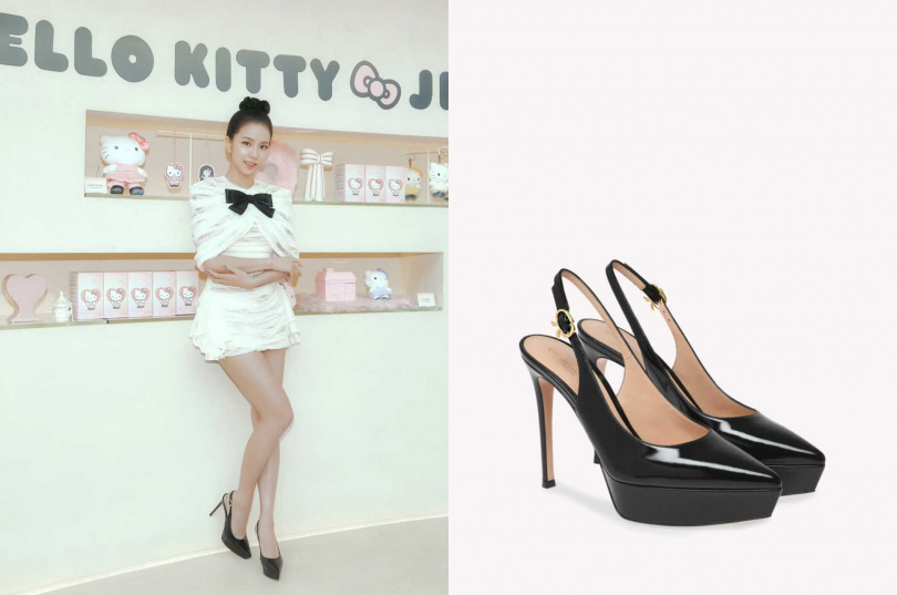 Gianvito Rossi的Dasha Sling露跟高跟鞋(圖/Instagram @sooyaaa__、CJ OnStyle、品牌提供)