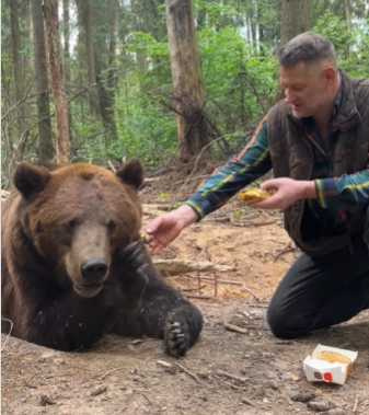 熊熊很有禮貌地拒絕男子的大麥克。（圖／翻攝自IG）