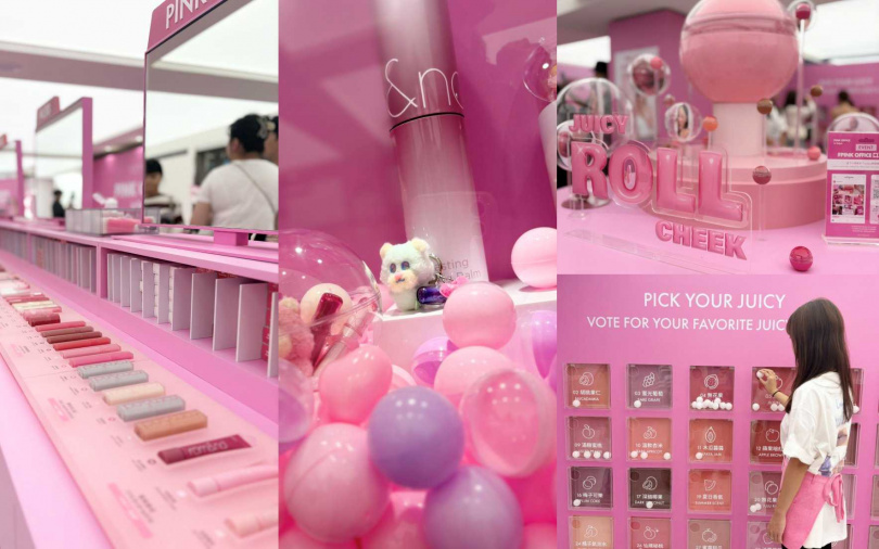 rom&nd「PINK OFFICE」快閃店以夢幻粉紅色調結合時髦辦公室元素，每個角落都超級好拍！（圖／吳雅鈴攝）