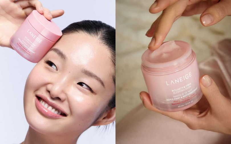 當肌膚因為熬夜疲憊造成肌膚凹陷及鬆弛時，最適合使用粉澎潤睡美人晚安面膜！（圖／品牌提供）