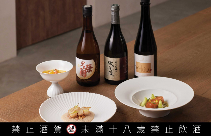 台中的enPure 瀞也推出北海道干貝料理與日本酒餐酒搭配。（圖／JETRO日本貿易振興機構提供）