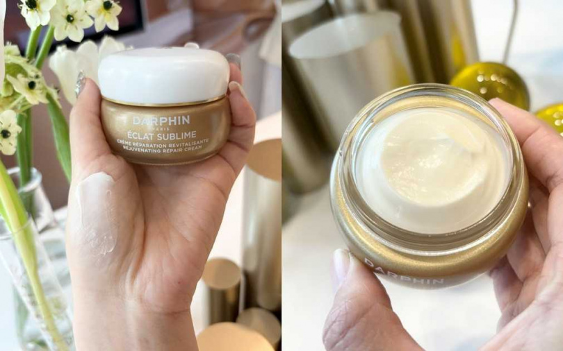 又被稱為#胜肽小金霜的高效乳霜- DARPHIN金緻再生奢光修護乳霜，不論光澤度、澎彈度、緊緻度、平滑度都能有感改善。（圖／吳雅鈴攝）