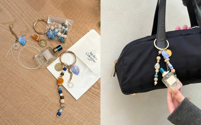 現在櫃上還有舉辦滿額贈活動，只要單筆消費滿5,000元，就能獲得香氛串珠吊飾組，讓你自己DIY裝點自己的包包。（圖／吳雅鈴攝）