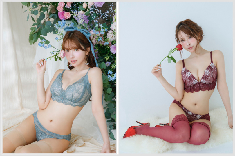 PEACH JOHN浪漫蕾絲襯墊連身裙睡衣／1,490元、緞面純黑連身裙睡衣（附罩杯）／1,890元。（圖／品牌提供）