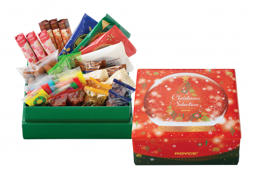 「聖誕精選禮盒」售價2,000元，內含31枚巧克力，有專屬限定的聖誕餅乾、醇巧克力、高人氣的R字母巧克力、堅果、水果巧克力條等，是作為聖誕聚餐閤家一同品嚐的推薦甜點。（圖／ROYCE’提供）