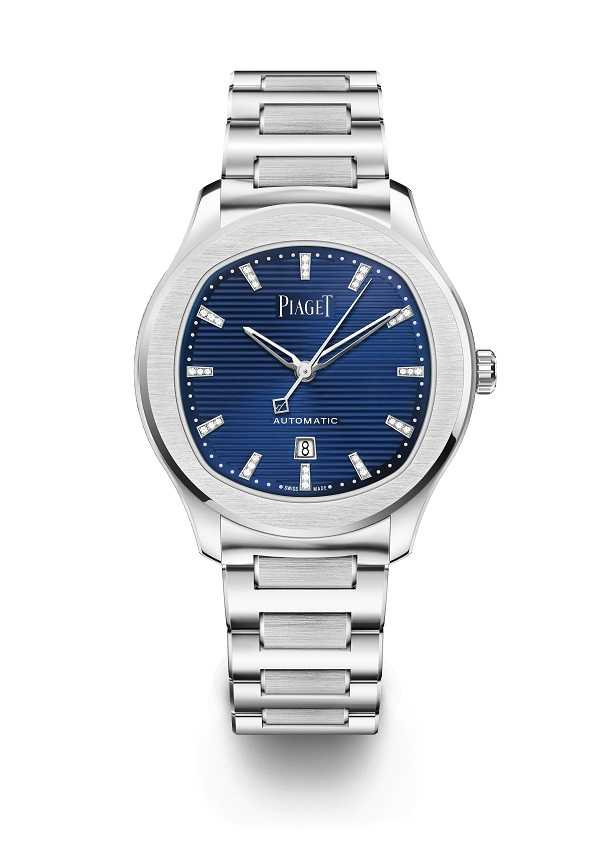 PIAGET Polo系列伯爵藍日期顯示精鋼腕錶，建議售價NT$402,000。