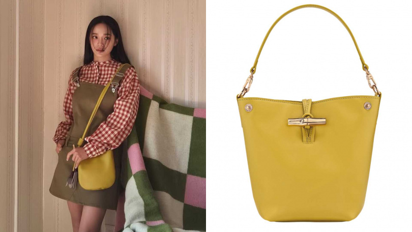 LONGCHAMP LE ROSEAU水桶包XS (薑黃色)/26,900元(圖/品牌提供)