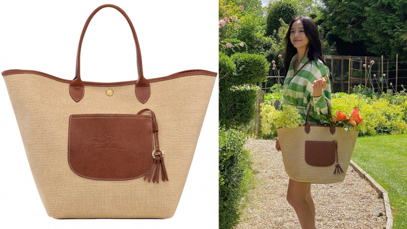 LONGCHAMP LE PLIAGE草編手提包 (棕色)/17,200元(圖/品牌提供)