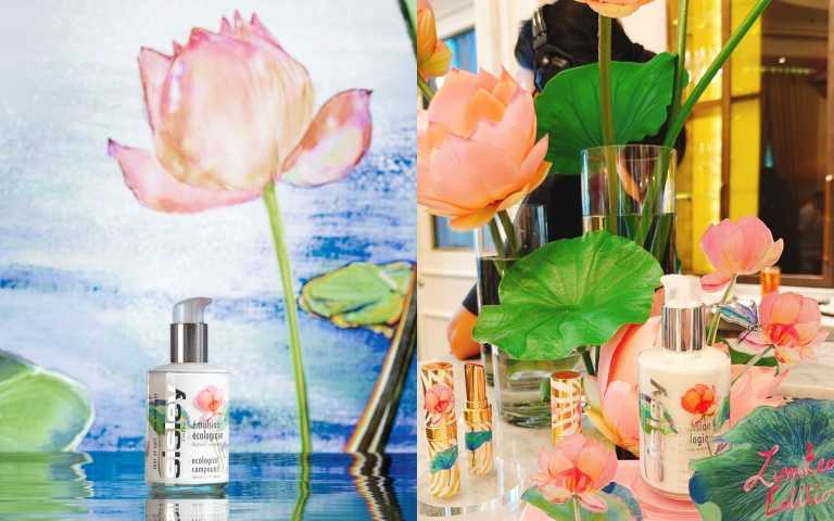 sisley全能乳液 125ml 花漾粉蓮限量系列/8,350元,右圖除了全能乳液外,還推出植物閃耀水潤光唇膏 3g 花漾粉蓮限量系列/ 1,750元(圖/品牌提供)