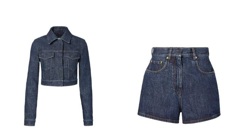 深藍色FF丹寧布外套／78,000元，深藍色丹寧布短褲／36,200元（圖／品牌提供）