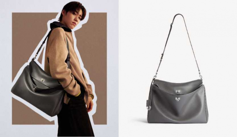 BALENCIAGA RODEO MESSENGER 中型灰色雙口肩背包／129,000元（圖／品牌提供）