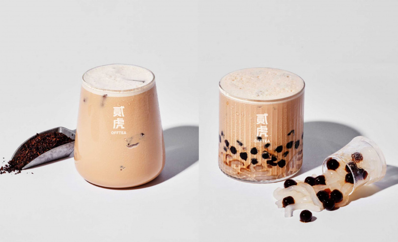 「虎焙烏龍老派奶」(左,55元)、「虎標老派雙Q奶」。(60元,圖/貳虎提供)