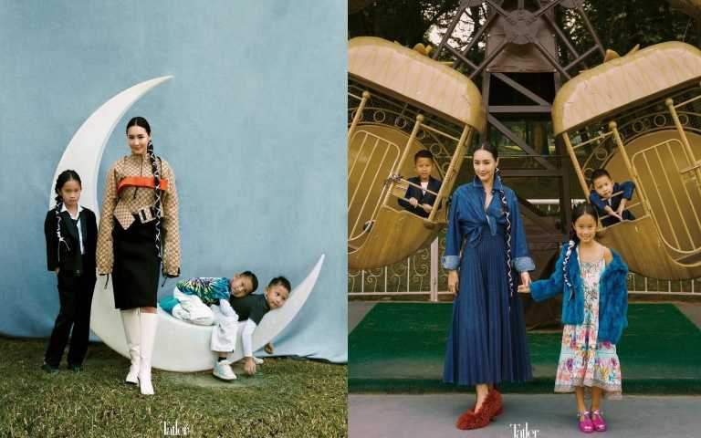  關穎帶著三個小孩拍攝時尚雜誌封面，實在太可愛逆齡，不愧是逆齡長公主（圖／取自關穎 IG）