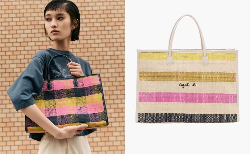 agnès b. 拉菲草手提包(中)/7,280元(圖/品牌提供)