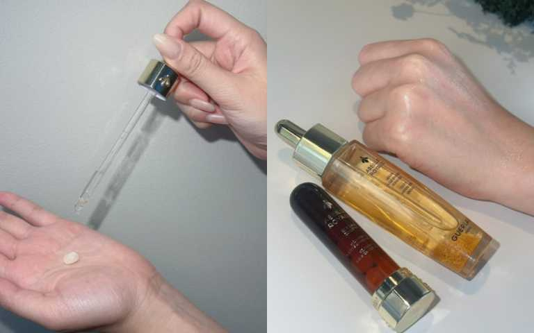 晶球接觸精華油的瞬間便會立即融化,瞬間為肌膚釋放極致修護配方。(圖/廖怡婷 攝)