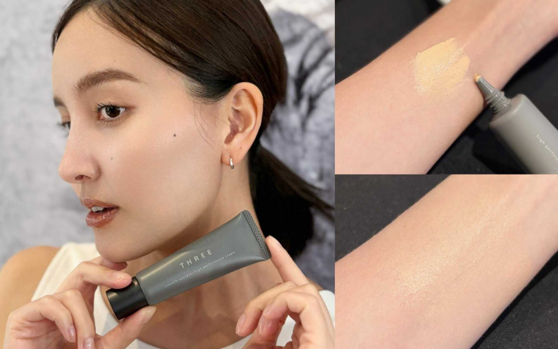 一步完成防曬、潤色與修飾，想要早上多睡一點再出門，THREE的絲霧光感薄膜就是妳的好幫手！（圖／吳雅鈴攝）