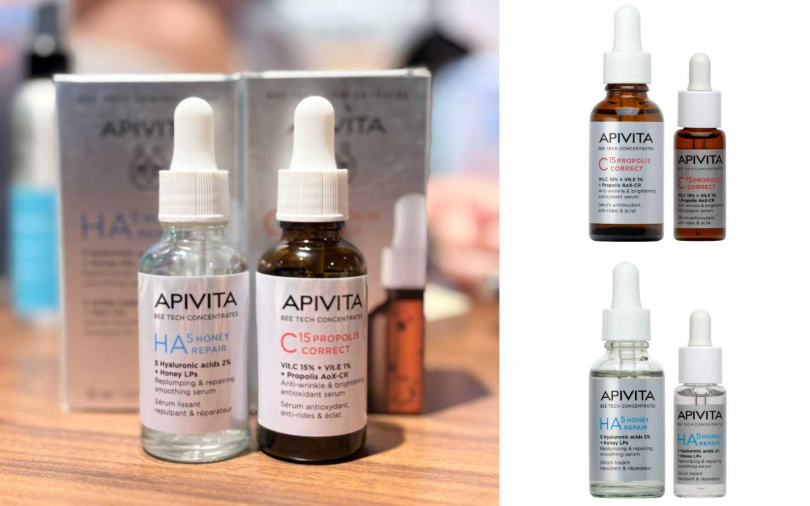 為歡慶新品上市，現在櫃上更有買大送小的優惠組合，不管是蜂能C15煥亮彈力精華還是蜂能玻尿酸修護精華，都是買30ml送10ml，必須先搶先贏！（圖／吳雅鈴攝、品牌提供）