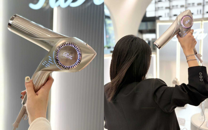 ReFa BEAUTECH DRYER BX W智能水潤光吹風機透過智慧控溫與水潤離子技術,在吹整過程中能幫助維持髮絲水分。(圖/吳雅鈴攝)