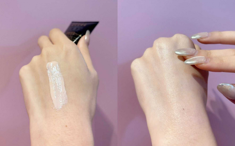 絲滑好推的水潤乳液質地，不黏膩、不悶妝，不怕在臉上留下負擔感，只會綻放迷人紅潤光。（圖／吳雅鈴攝）