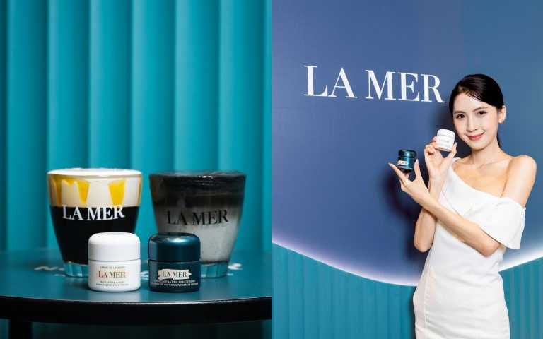 La Mer × NO COFFEE「Café de La Mer」快閃店推出兩款限定飲品:日之海韻(中澤奶霜蜂蜜冷萃)與深海雲霧(芝麻奶霜燕麥奶拿鐵)。(圖/品牌提供)