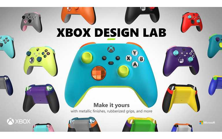 Xbox Design Lab 讓玩家針對無線控制器所有零件的配色進行客製化設計，更提供雷射刻字服務。