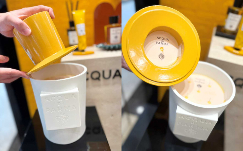 如果你是早安系列的鐵粉，那這個無敵限量珍稀的Acqua di Parma早安Chapeau!蠟燭，連帽蓋也是可飄香的蠟燭，總容量1.6kg+330g，一定能滿足你的居家用香儀式感。（圖／吳雅鈴攝）