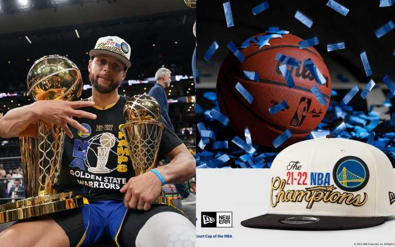 Curry戴上9FIFTY NBA22金州勇士冠軍帽 /1,580元（圖／twitter、品牌提供）