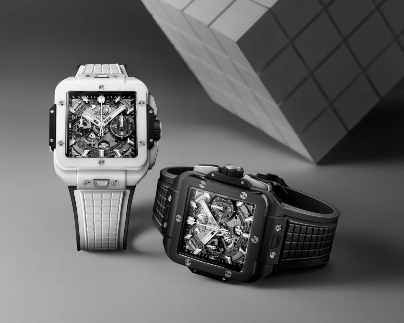 Square Bang Unico陶瓷計時碼錶白陶瓷、魔力黑／每只售價815,000元（圖／品牌提供）