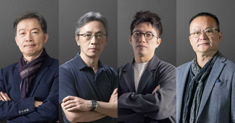 「永尚謙玥」由七期建築師領銜北市豪宅團隊打造,由左至右依序為:許獻叡建築師、盧胤翰景觀設計師、劉俊男公設規劃師、賴文炎燈光設計師(圖/業者提供)。