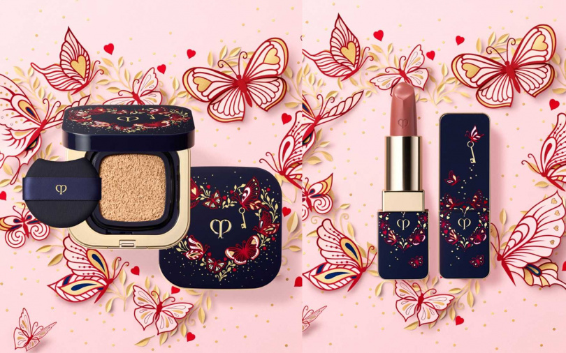 肌膚之鑰蝶語之愛水潤光采氣墊粉霜／3,300元、蝶語之愛奢潤唇膏／2,000元（圖／品牌提供）