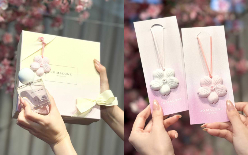 2/7~2/14至指定Jo Malone London專門店現場消費櫻花限量版香水任一容量+經典白瓶香水30ml，即可享有情人節限定包裝服務與櫻花擴香石禮盒。（圖／吳雅鈴攝）