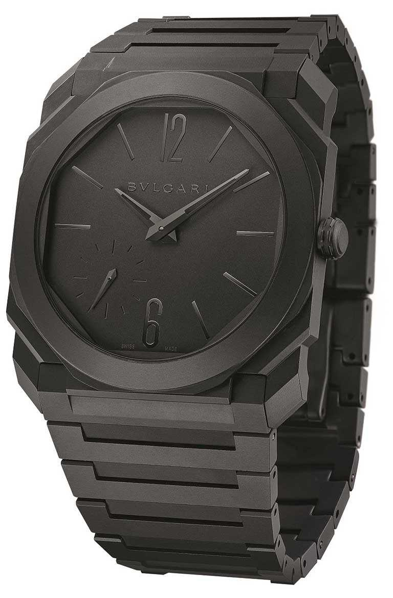 BVLGARI「OCTO FINISSIMO系列」自動上鍊陶瓷腕錶╱超薄陶瓷錶殼，黑色陶瓷錶盤，陶瓷錶鍊，40mm╱510,000元。（圖╱BVLGARI提供）