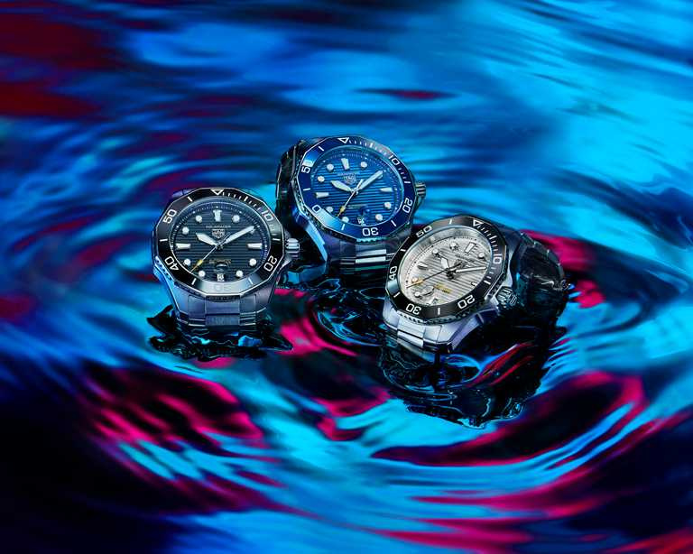 TAG HEUER「Aquaracer Professional」300米自動腕錶，拋光精磨精鋼錶殼，43mm，Caliber 5型自動上鏈機芯╱99,300元。（圖╱TAG HEUER提供）