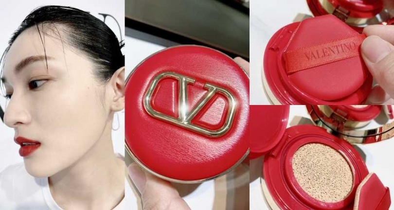 Valentino Beauty高訂輕透氣墊粉餅全5色／2,900元  粉體很輕盈很透氣，但遮瑕度卻不受影響，討厭的毛孔斑點都能完美遮飾。（圖／吳雅鈴攝）