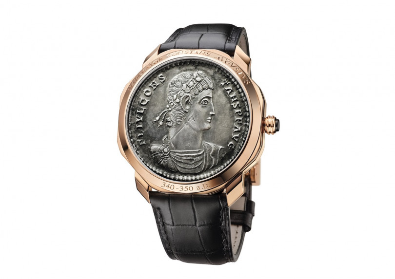 Octo Finissimo Monete超薄鏤空陀飛輪古幣腕錶，球僅限量1只，定價：15,910,000元