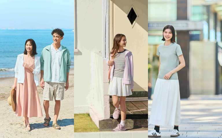 UNIQLO青埔開幕限定優惠精選(5/23~5/28):女裝AIRism防曬網眼連帽外套(長袖)790元;男裝DRY-EX防曬連帽外套 790元、童裝AIRism防曬外套 390元、Uniqlo U 圓領T恤(男女)290元。(圖/品牌提供)
