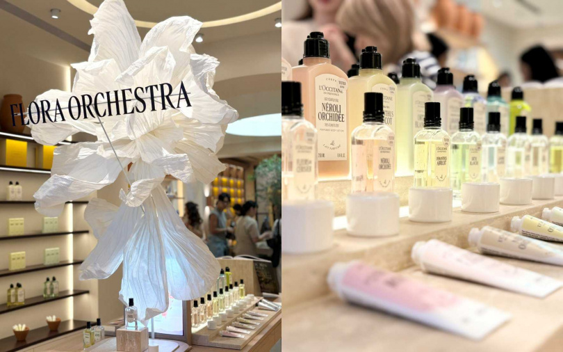 以嶄新藝術形象優雅登場的歐舒丹花之交響曲香氛系列。(圖/吳雅鈴攝)