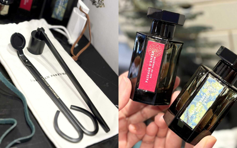 正貨品項除了有冥府之路淡香水跟布列塔尼的空氣淡香精,甚至還有燭罩、隨行香氛皮革套也太豪華!(圖/吳雅鈴攝)
