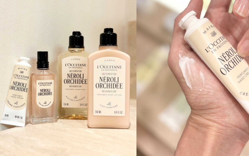 全球人氣No.1的橙花蘭花系列,除了淡香水,亦有美體乳、沐浴膠、護手霜的不同品項可讓妳完成一整天的疊香儀式。(圖/吳雅鈴攝)