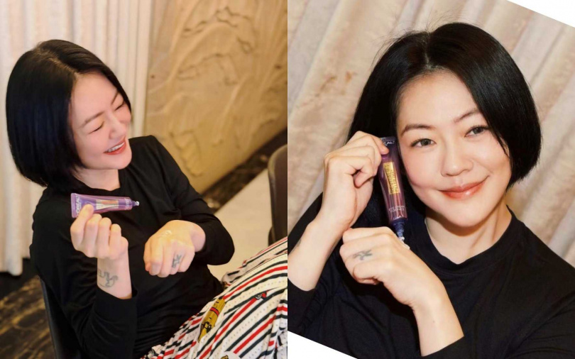 紫熨斗MAX是小S隨手撫平全臉細紋與眼周疲態的逆時秘密。(圖/取自小S IG)