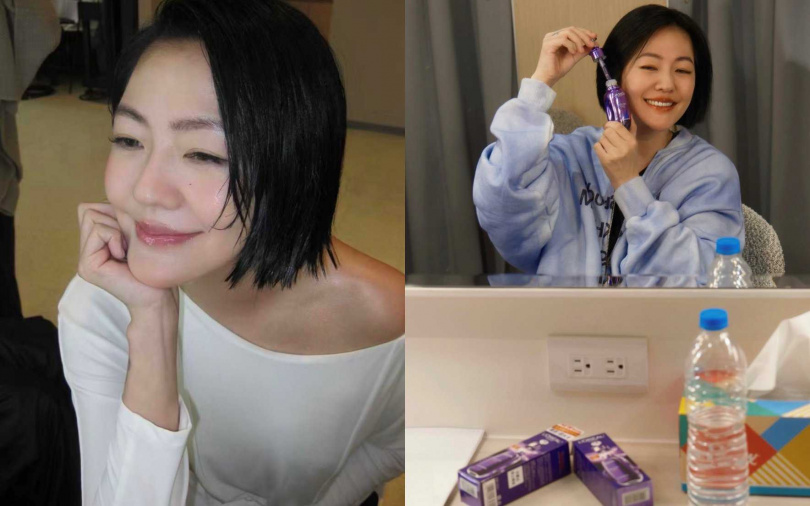 小S私下愛用的巴黎萊雅紫光瓶,讓她不用跑醫美也能天天自帶水光感。(圖/取自小S IG)