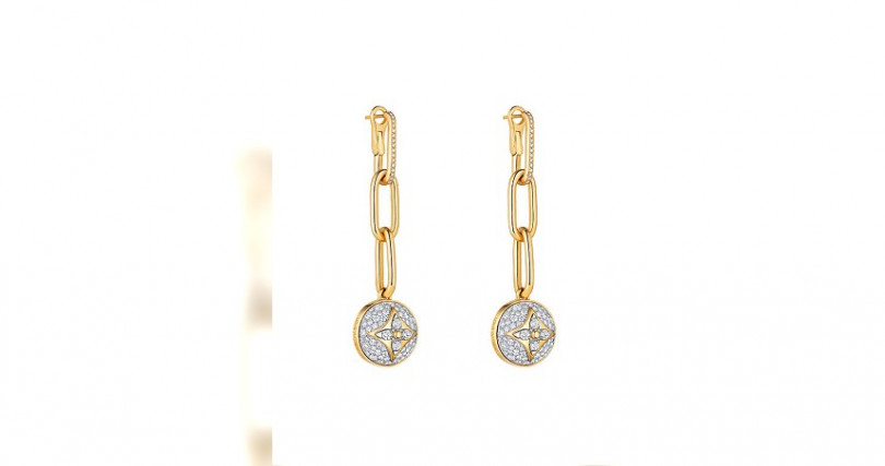 Louis VuittonB BLOSSOM黃K金和白K金配密鑲鑽石耳環／760,000元
