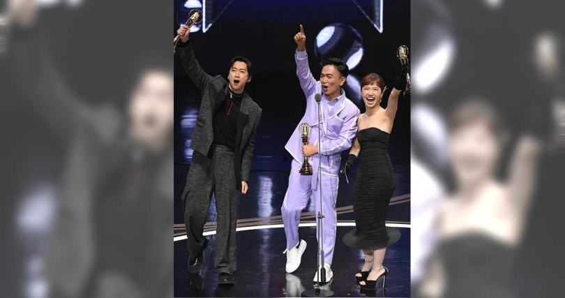 典禮收視最高點落在《綜藝大熱門》吳宗憲、黃路梓茵（Lulu）、陳漢典獲得「綜藝節目主持人獎」。（圖／三立提供）